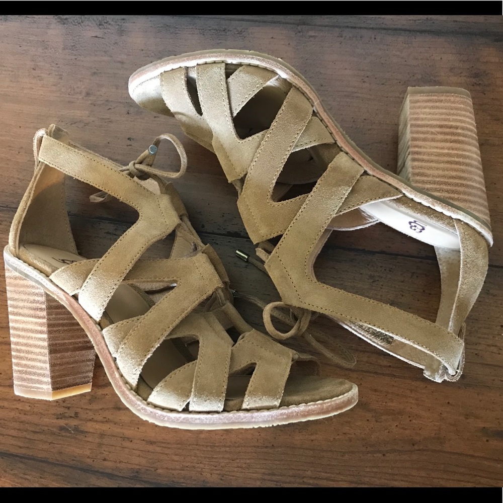 NWOT Ugg Harris tan suede chunky heel - Picture 4 of 7